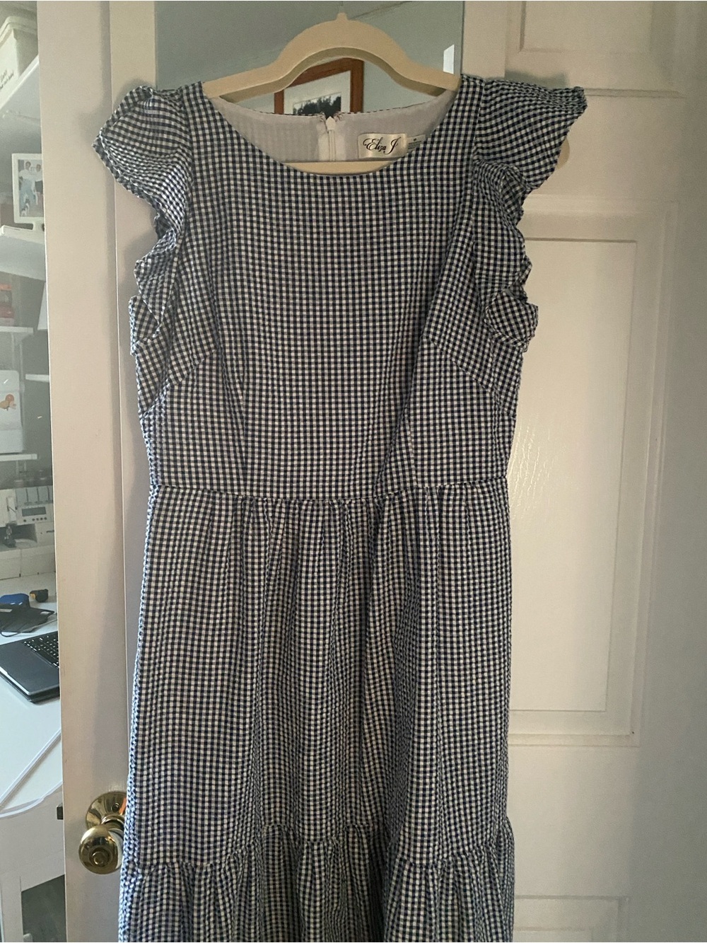 Eliza J Blue & White Gingham Dress